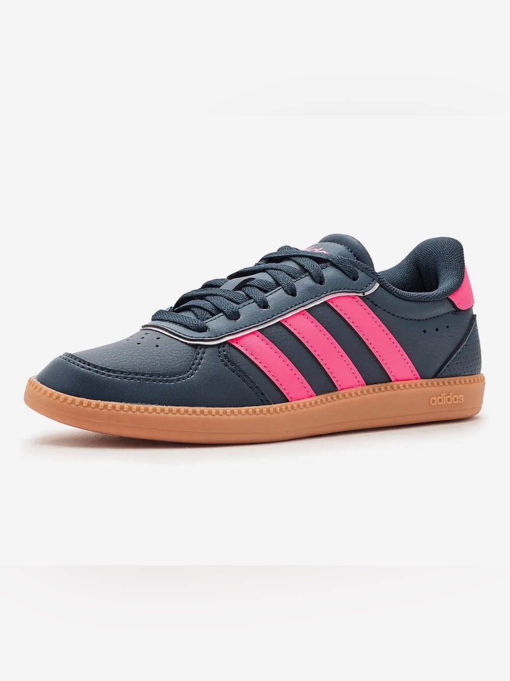 adidas Navy Sneakers with Pink Stripes and Gum Sole